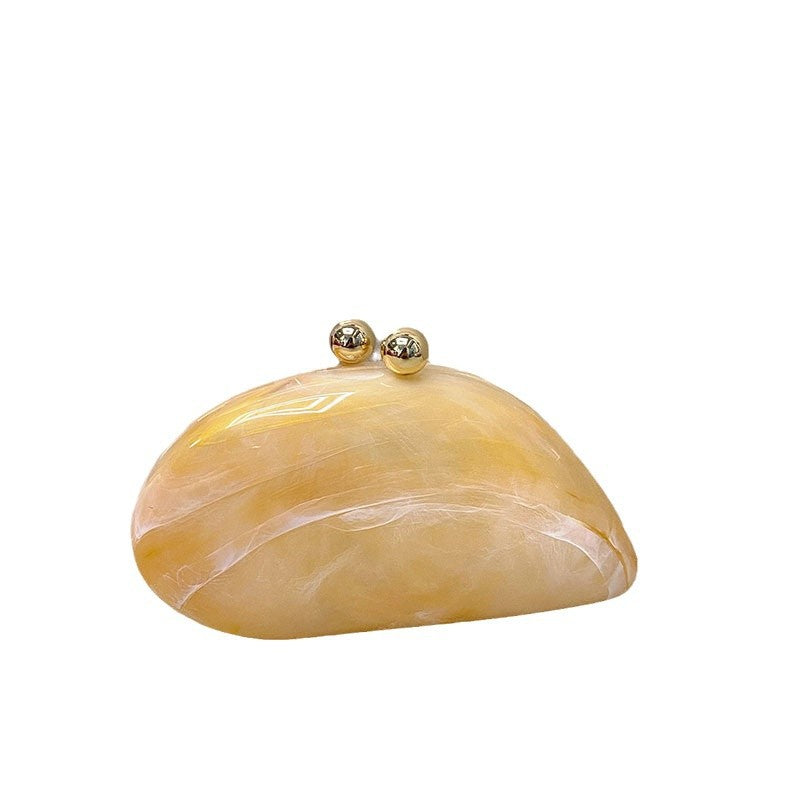 French Marbling Amber Irregular Acrylic Shell Banquet Women's Messenger Bag