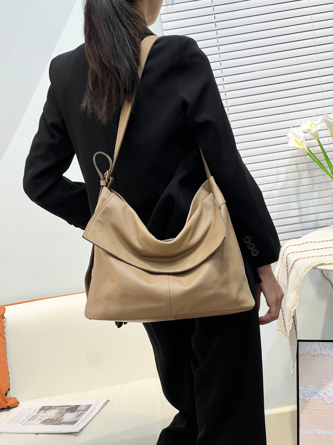 Women's Natural Fall Soft Leather Lazy Big Bags