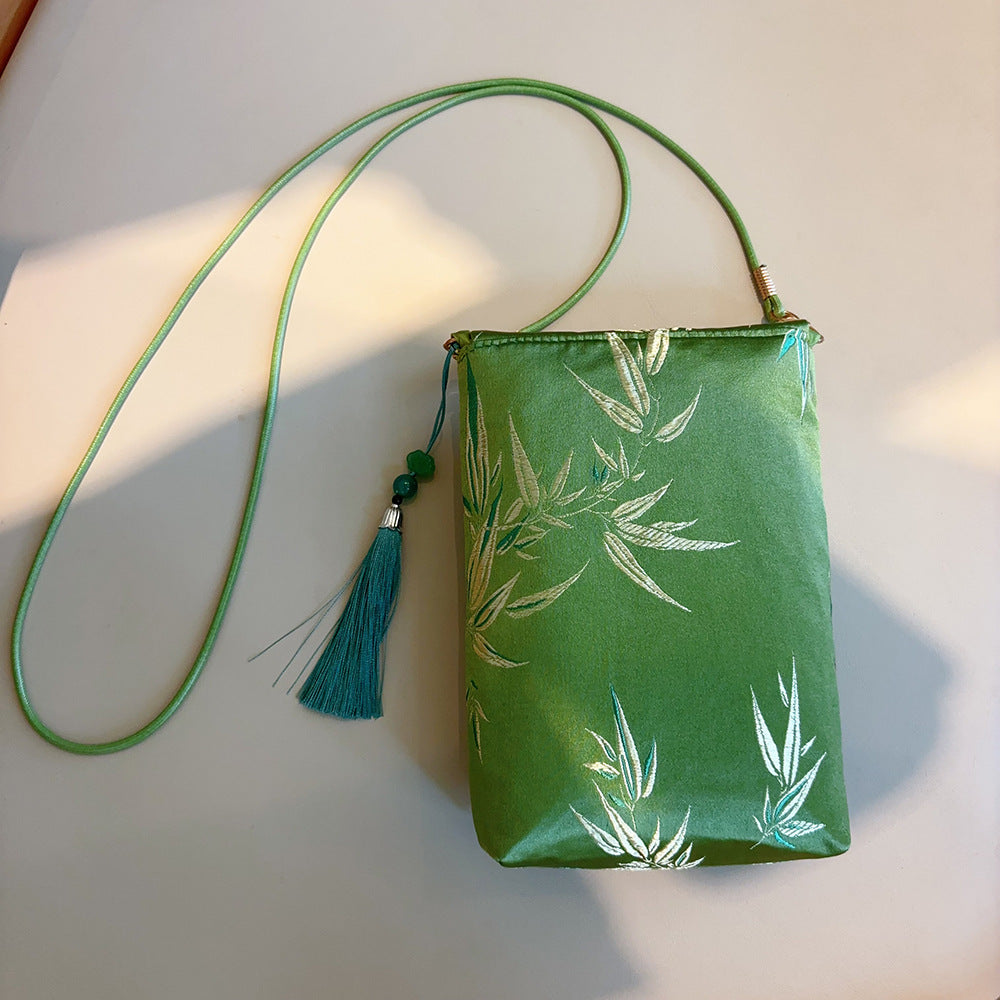 National Style Chinese Brocade Embroidery Mobile Women's Messenger Bag