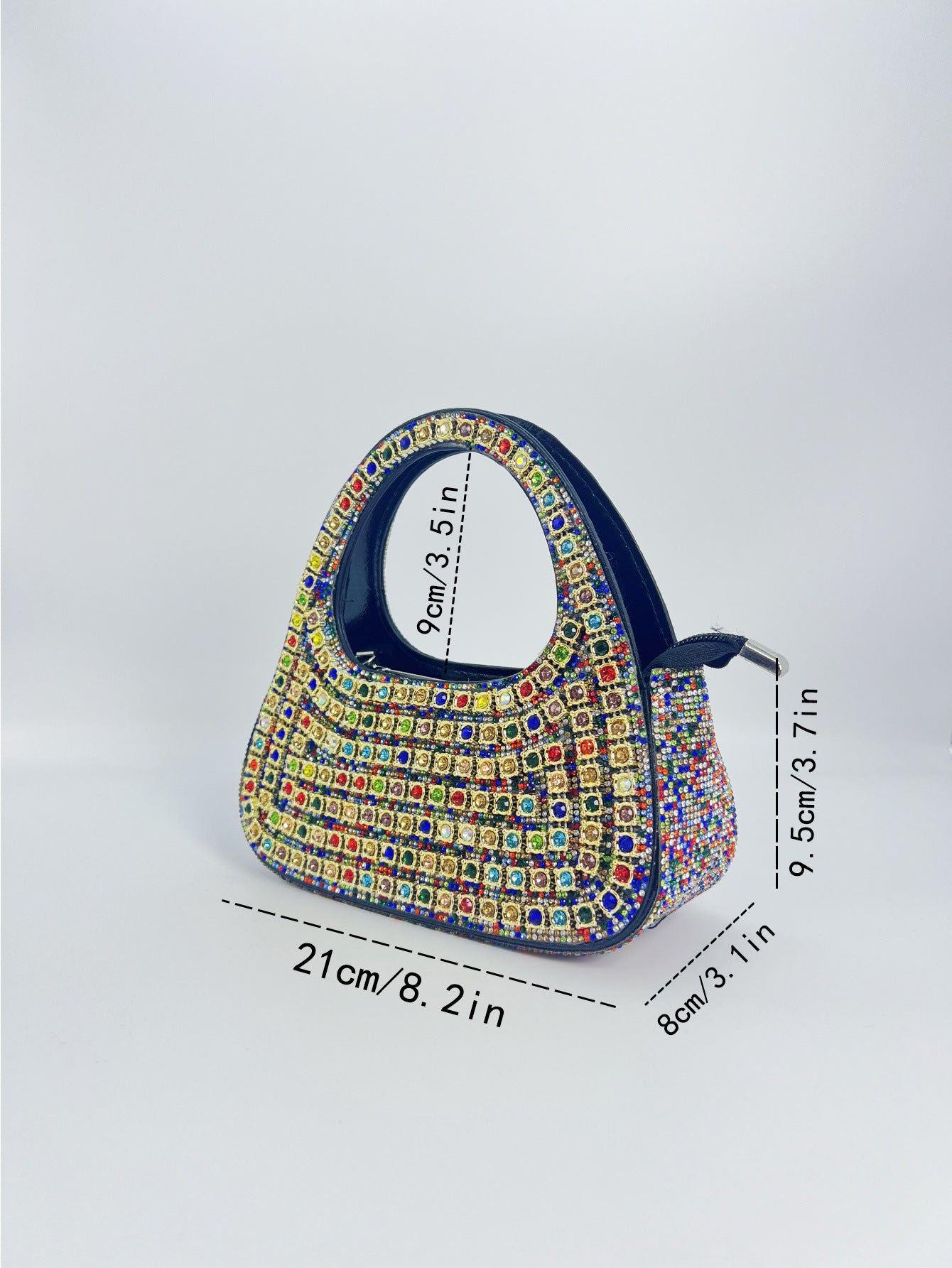 Fashion Rhinestone Semicircle Design Female Niche Shoulder Bags