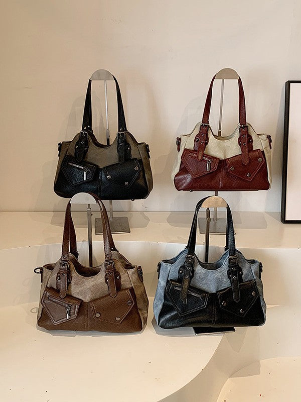 Women's Fashionable Street Fashion Retro Simple Height Women's Shoulder Bag