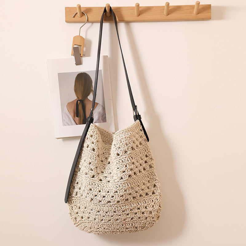 Style One Wax Rope Woven Niche Irregular Strap Straw Female Bags