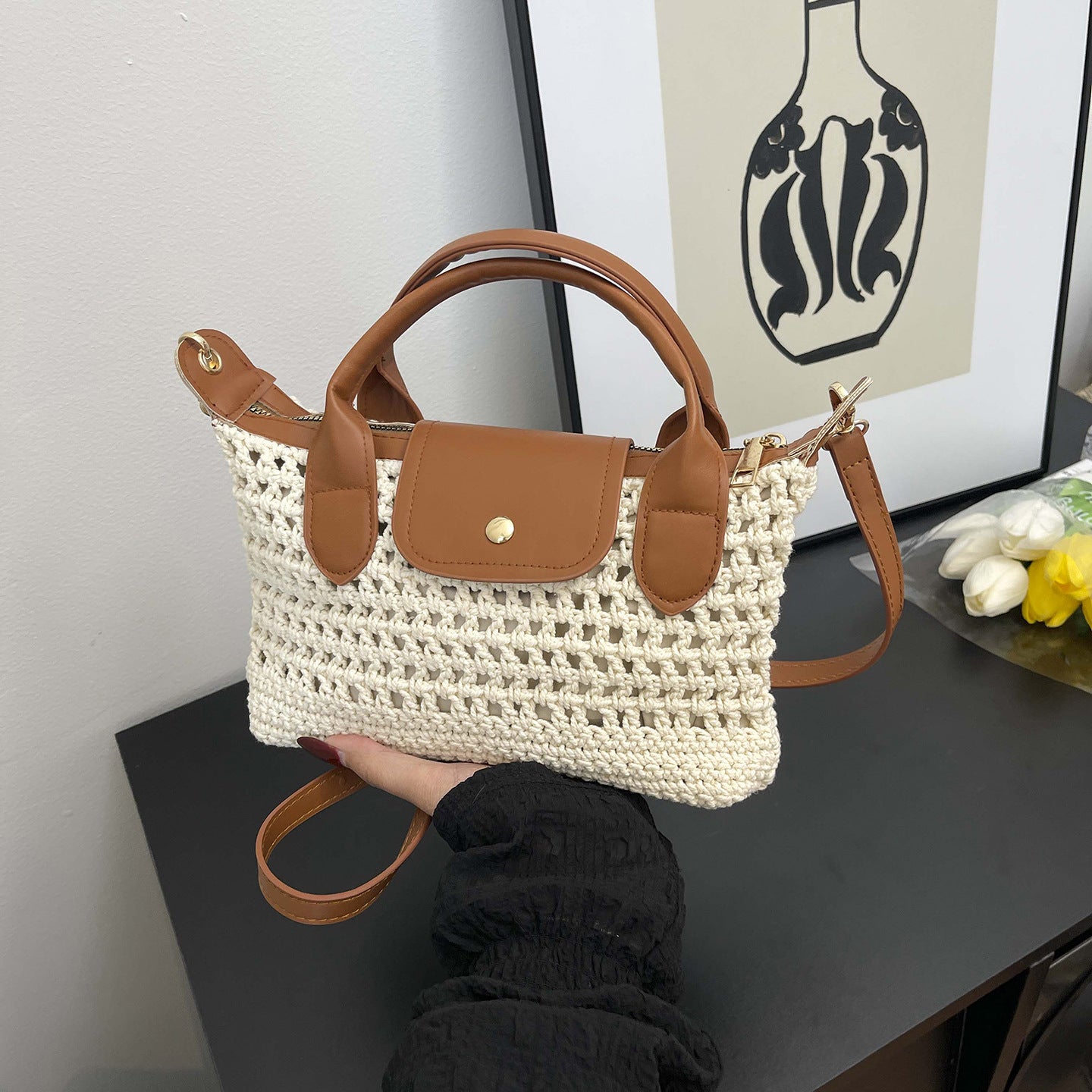 Women's Spring Fashion Simple Korean Woven Portable Women's Messenger Bag