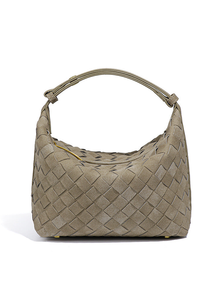 Work Woven Design High Sense Lunch Box Fashion Frosted Women's Shoulder Bag