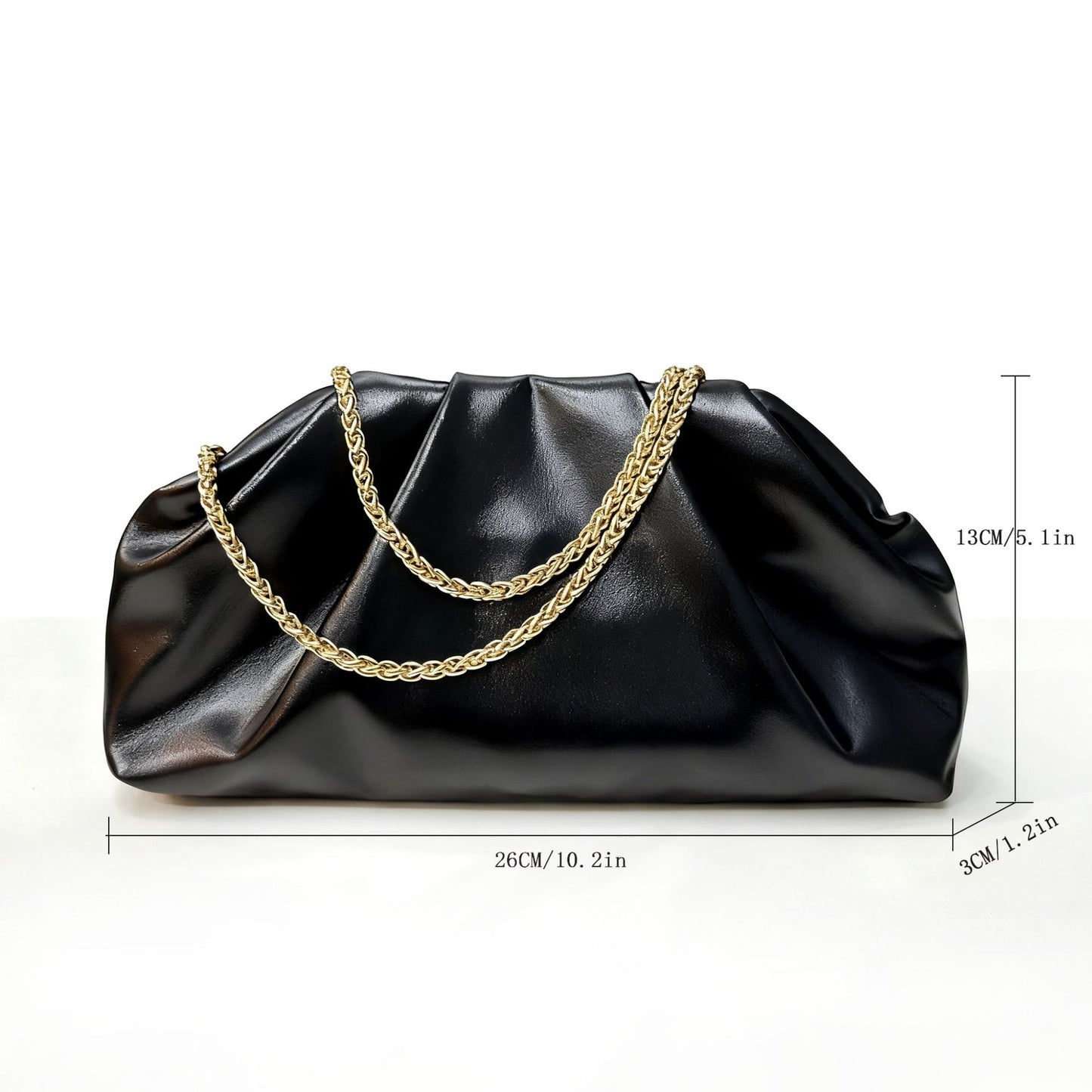 Women's Pleated Cloud Fashionable Sier Underarm Chain Women's Clutch
