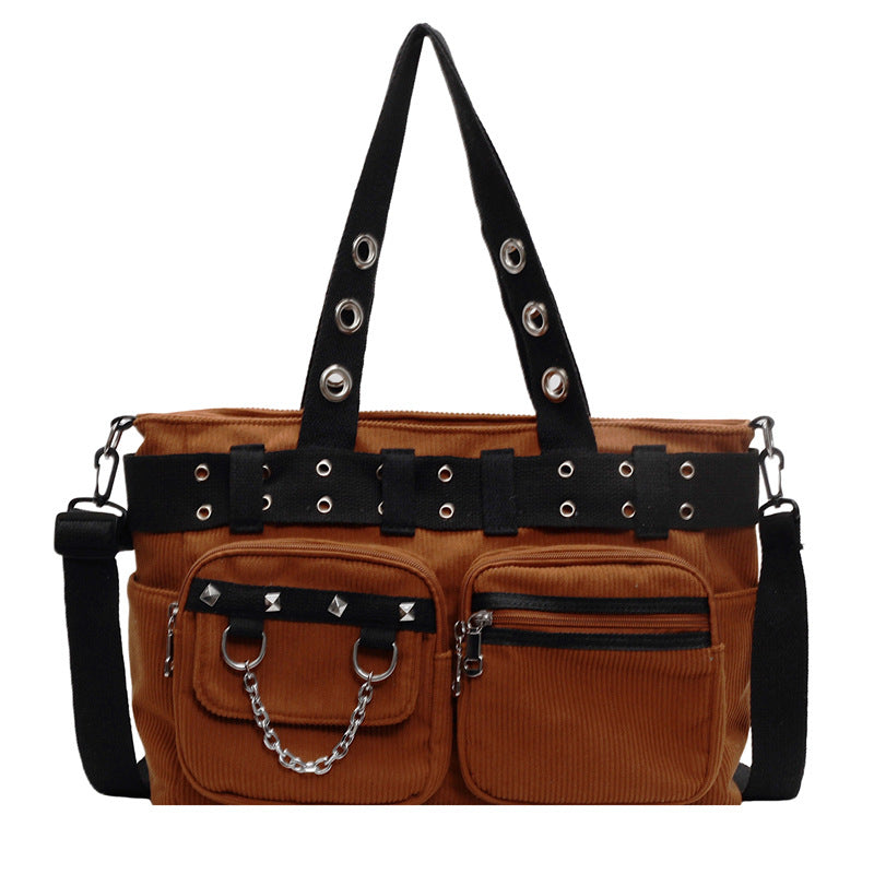 Women's Punk Large Capacity Rivet Commuter Women's Shoulder Bag