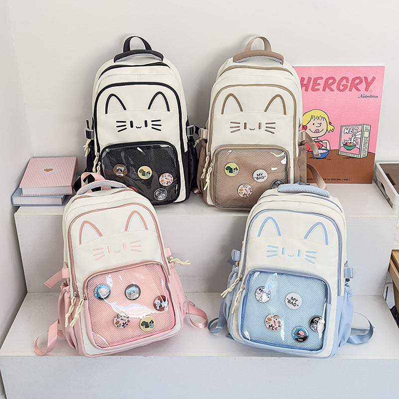 Style Cartoon Secondary Yuan Cute Female Kitten Large Capacity Backpacks