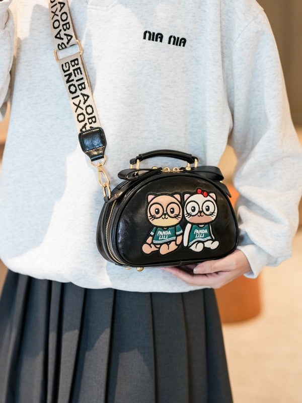 Women's Retro Cute Cartoon Couple Bear For Small Square Bag