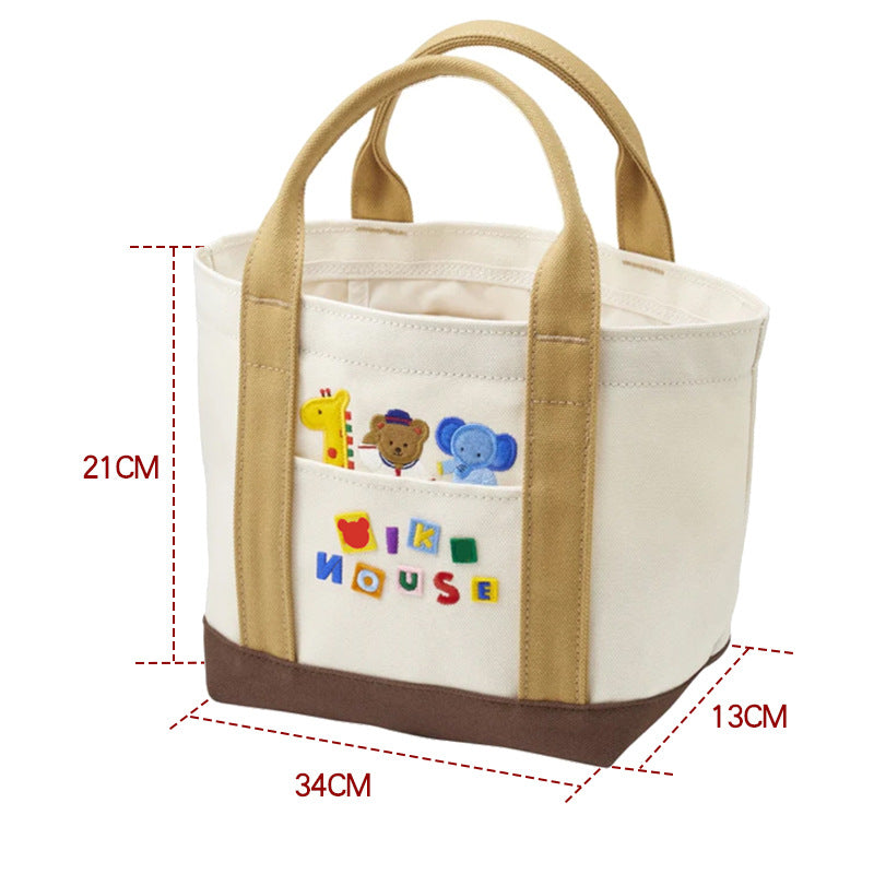 Cartoon Cute Bear Good Friend Embroidery Color Tote Bags