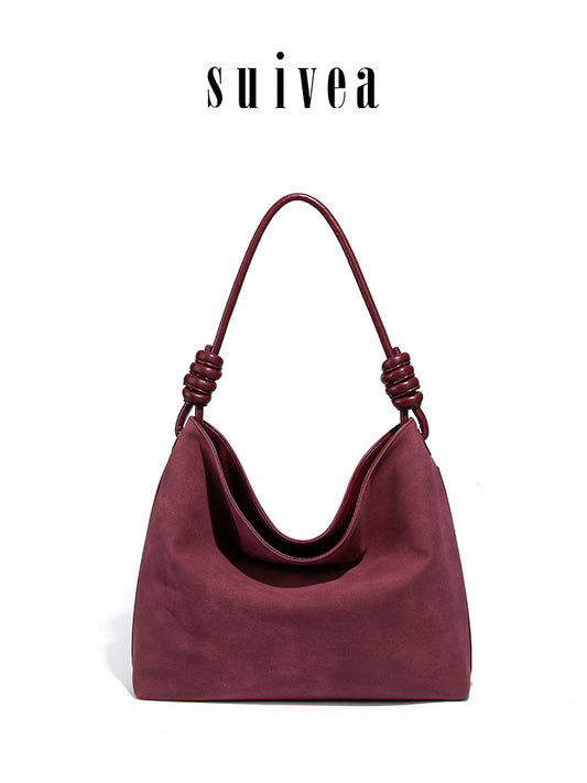 Underarm Knotted Strap Large Capacity Soft Tote Bag