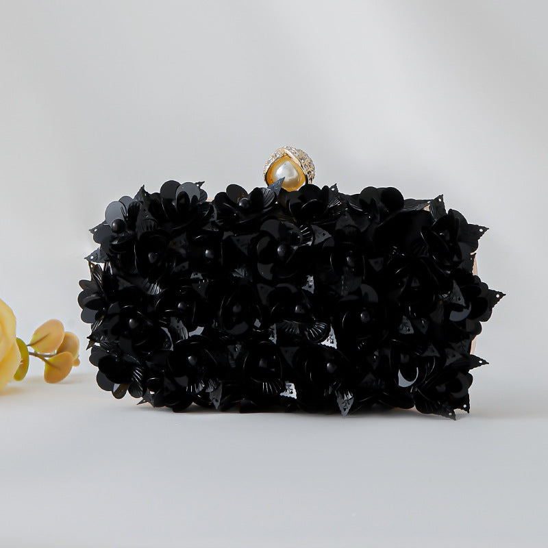 Fashion Handmade Beaded Flower Sequined Clutch Dress Dinner Bag