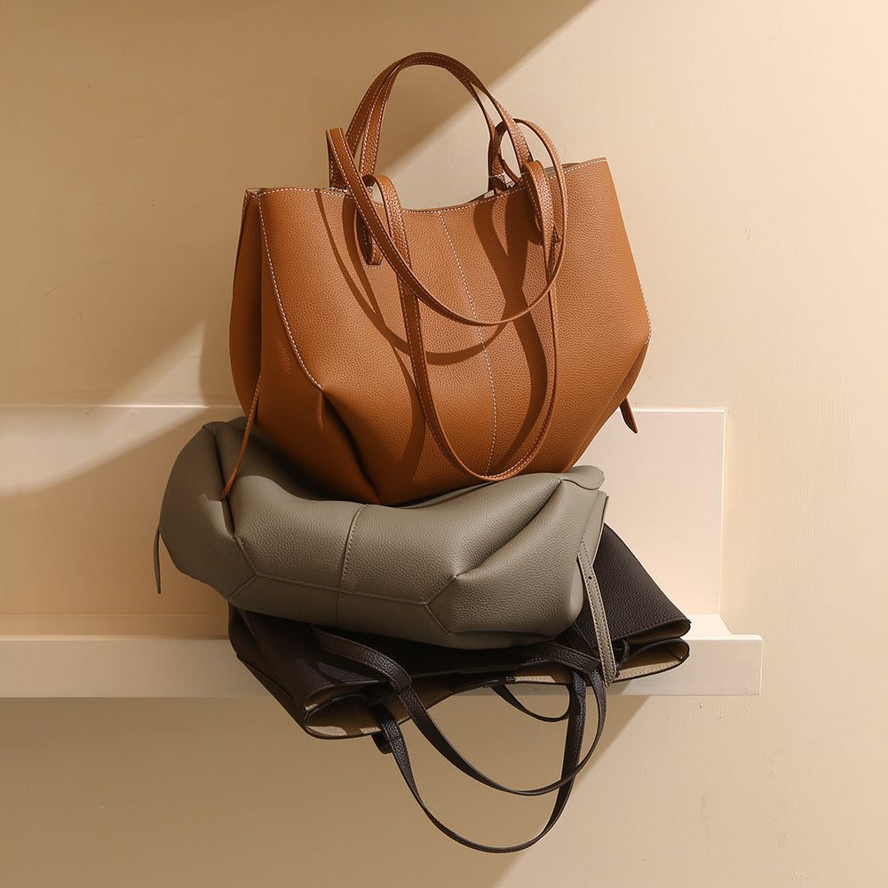 Women's Leather High-grade First Layer Cowhide Large Women's Handbag