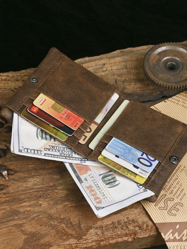 Men's Ancient Hipster Genuine Leather Vertical Fashion Vintage Cowhide Men's Wallets
