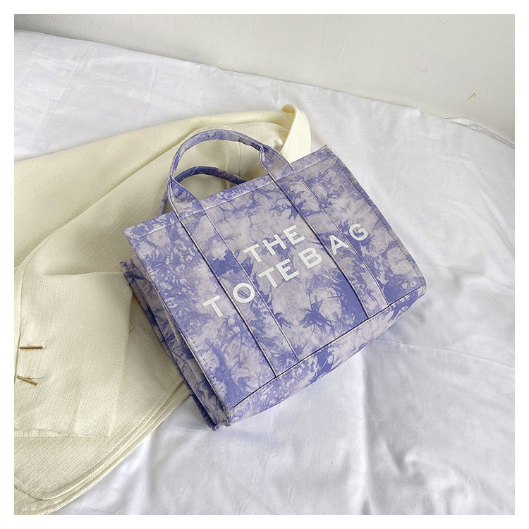 Graceful Trendy Canvas Letter Iti Portable Women's Shoulder Bag