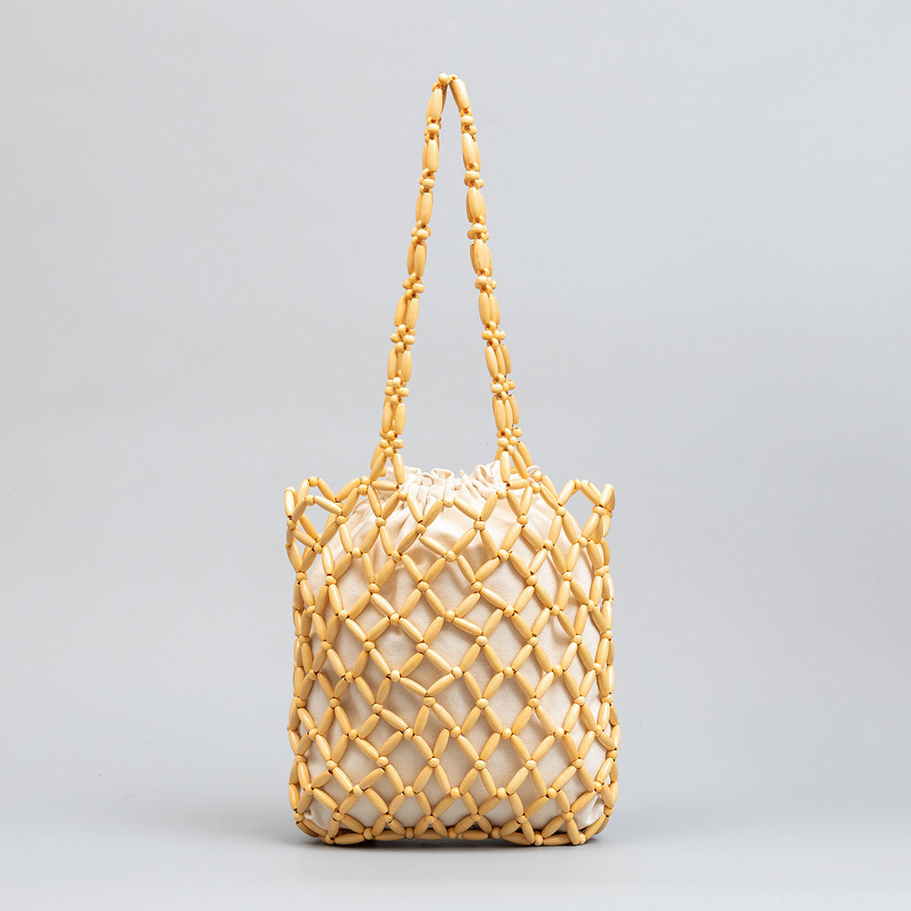Women's Handmade Wooden Bead Woven High-grade Exquisite Handbags