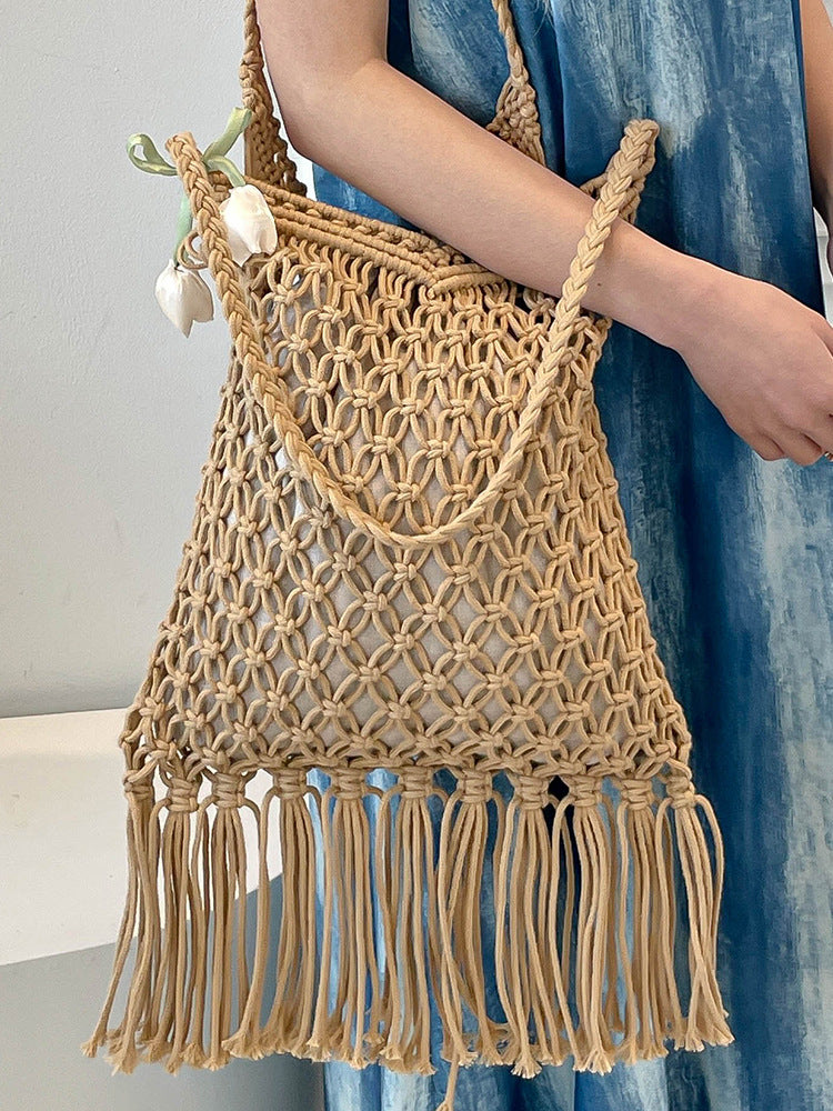 Style Woven Large Capacity Straw Burst Seaside Vacation Beach Shoulder Bags