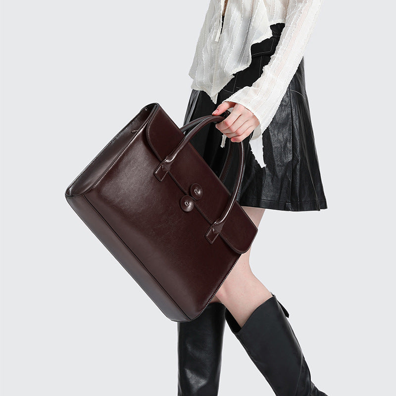 Women's High Sense Genuine Leather Retro Fashion Laptop Bags