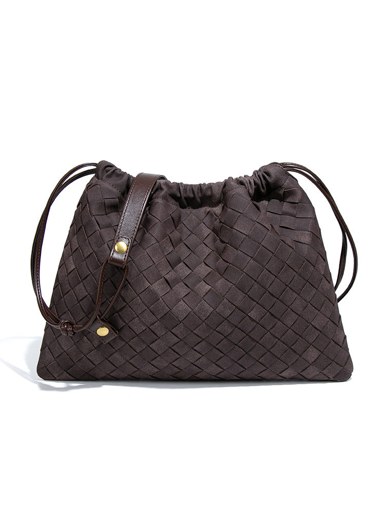 Woven Drawstring Ruffle Lucky Suede Frosted Cloud Bags
