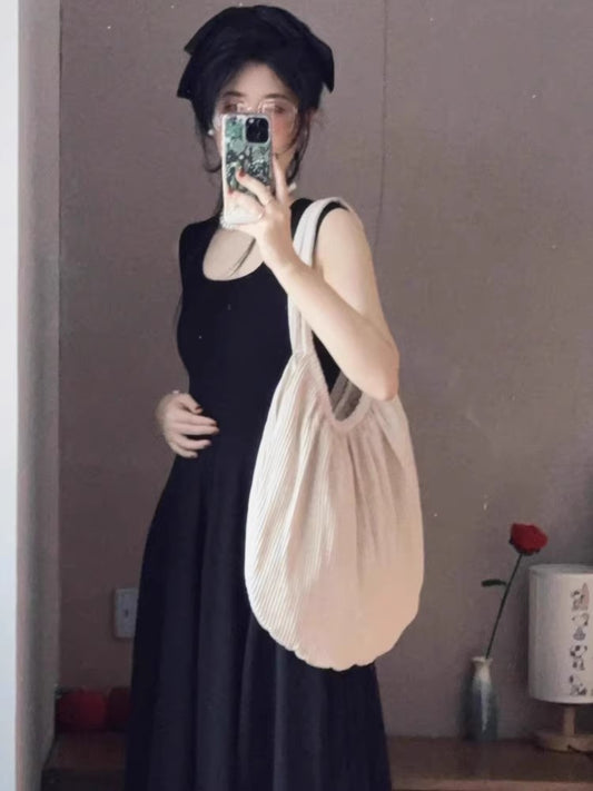 Niche Cotton Linen Pleated Texture Large Capacity Korean Simple Women's Messenger Bag