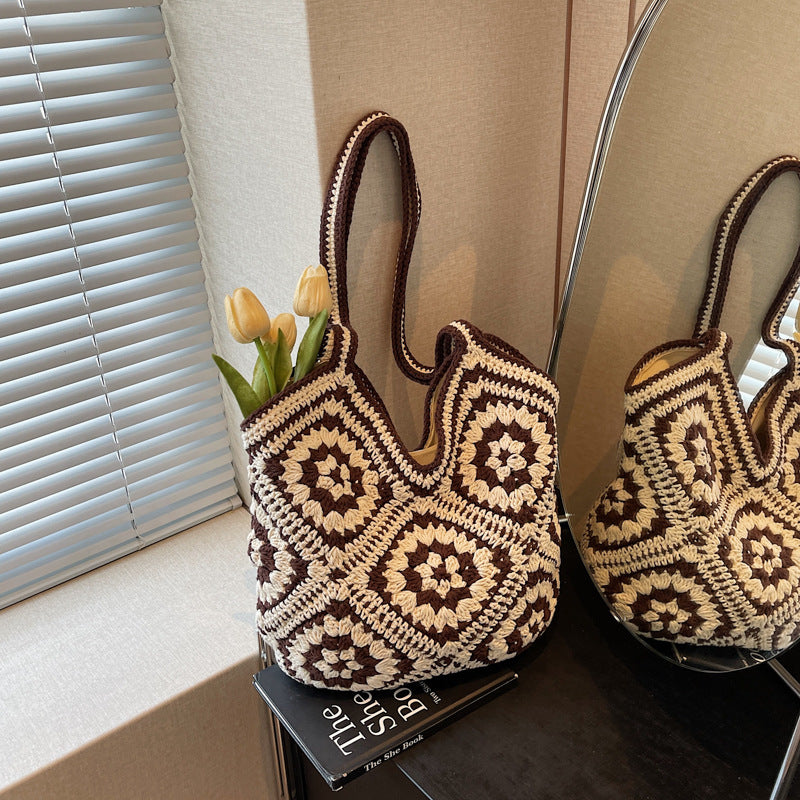 Ethnic Style Crocheted Woven Literary Lazy Large Bags