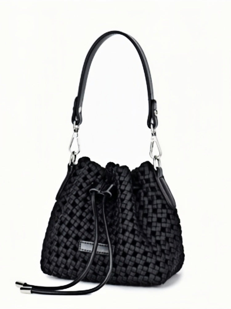 Solid Color Handmade Woven Windmill Knot Closed Fashion Women's Shoulder Bag