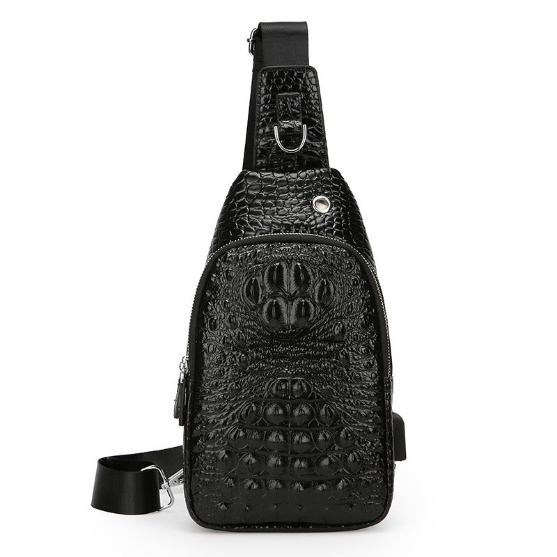 Men's Trendy Crocodile Pattern Retro Large Capacity Men's Messenger Bags