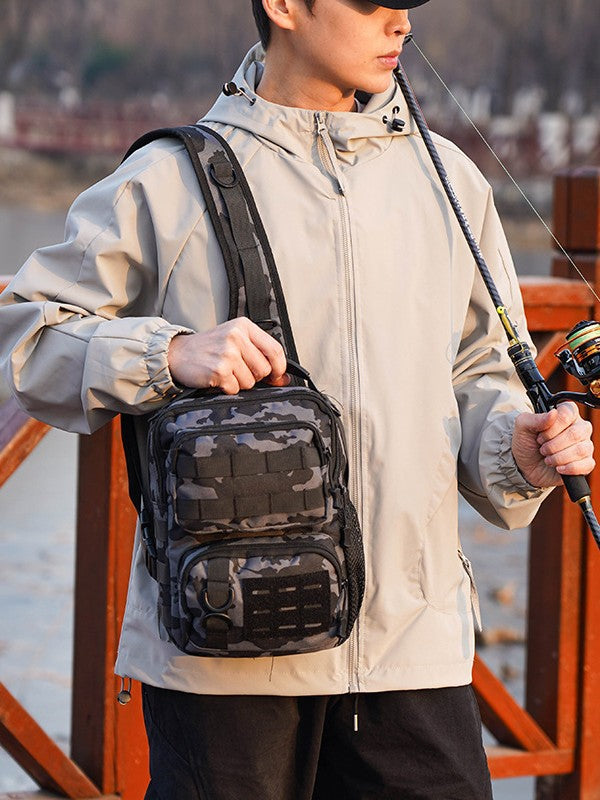 Unique Graceful Camouflage Large Waterproof Motorcycle Sports Satchel, Hanging Bag
