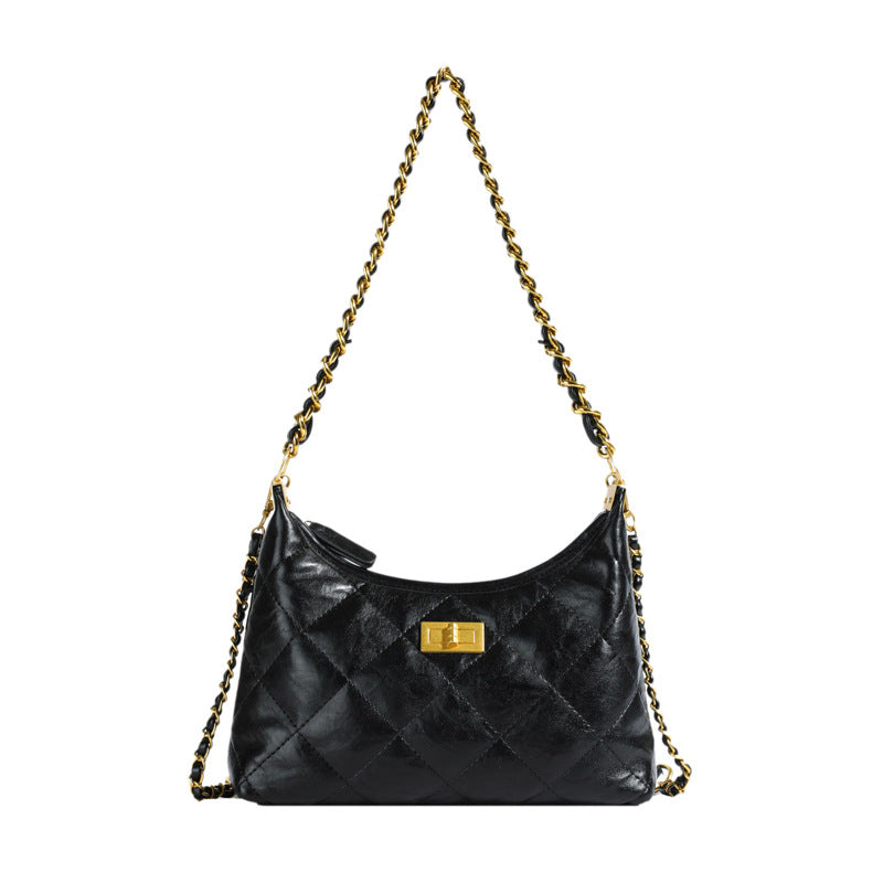 Women's Pure Color Trendy Fashion Rhombus Chain Women's Shoulder Bag