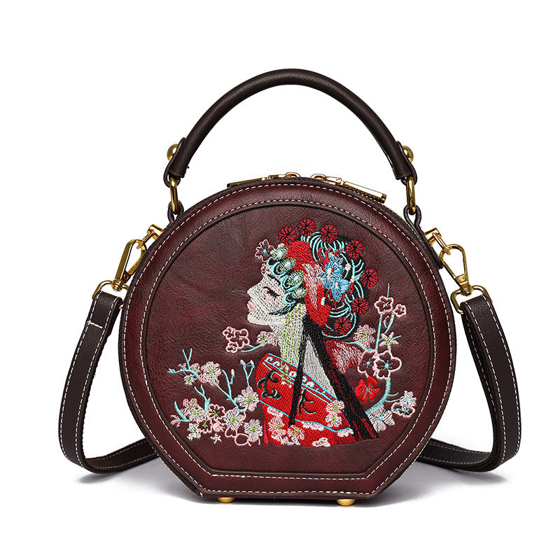 Chinese Style Embroidery Handmade Round Design Ethnic Texture Leisure Women's Shoulder Bag