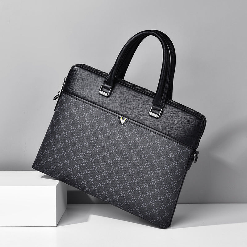 Men's Single Double Zipper Business File Computer Men's Briefcase