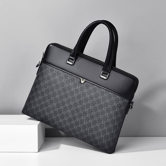 Men's Single Double Zipper Business File Computer Men's Briefcase
