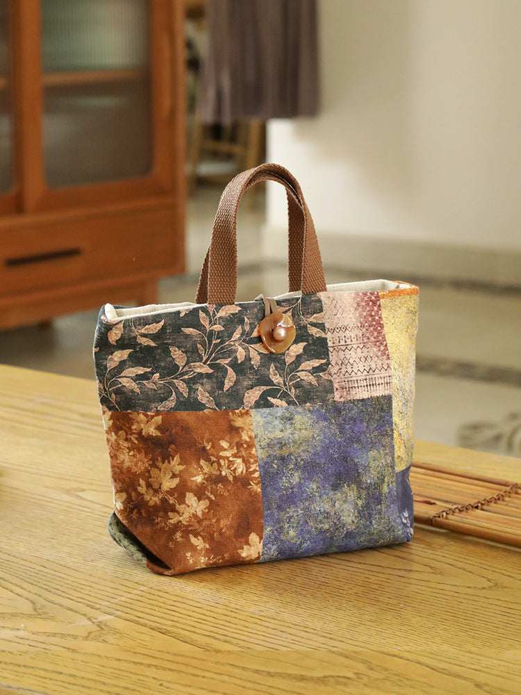 Women's Hand Niche Portable Printing Style Simple Women's Handbag