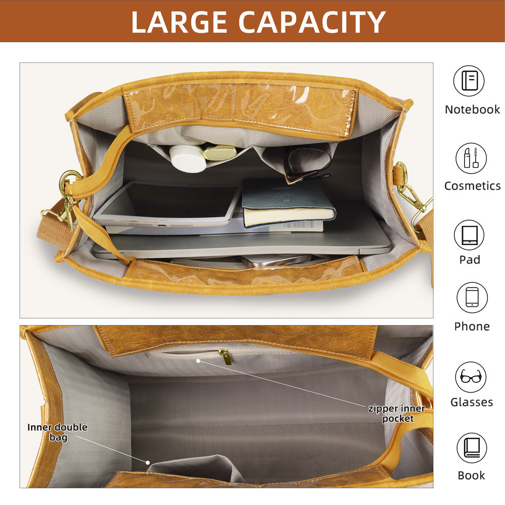 Women's Kraft Paper Pattern Large Capacity Totes Bags