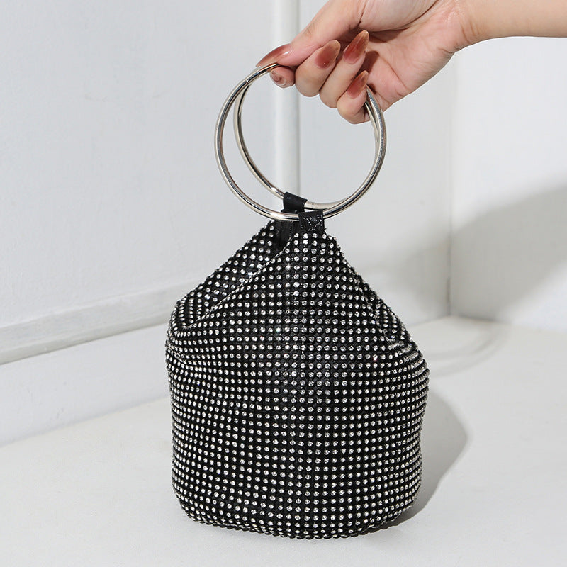 Women's Handmade Rhinestone Full Diamond Double Portable Dinner Bag