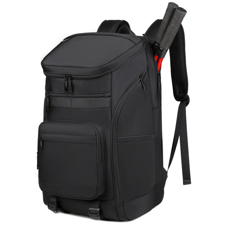 Men's Large Capacity Badminton Printed Practical Black Oxford Leisure Backpack