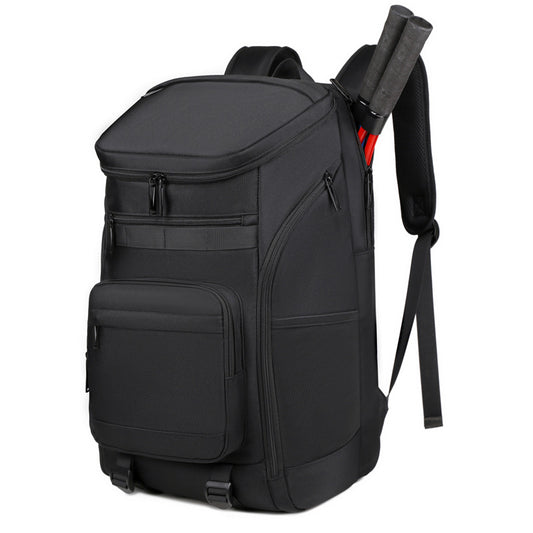 Men's Large Capacity Badminton Printed Practical Black Oxford Leisure Backpack