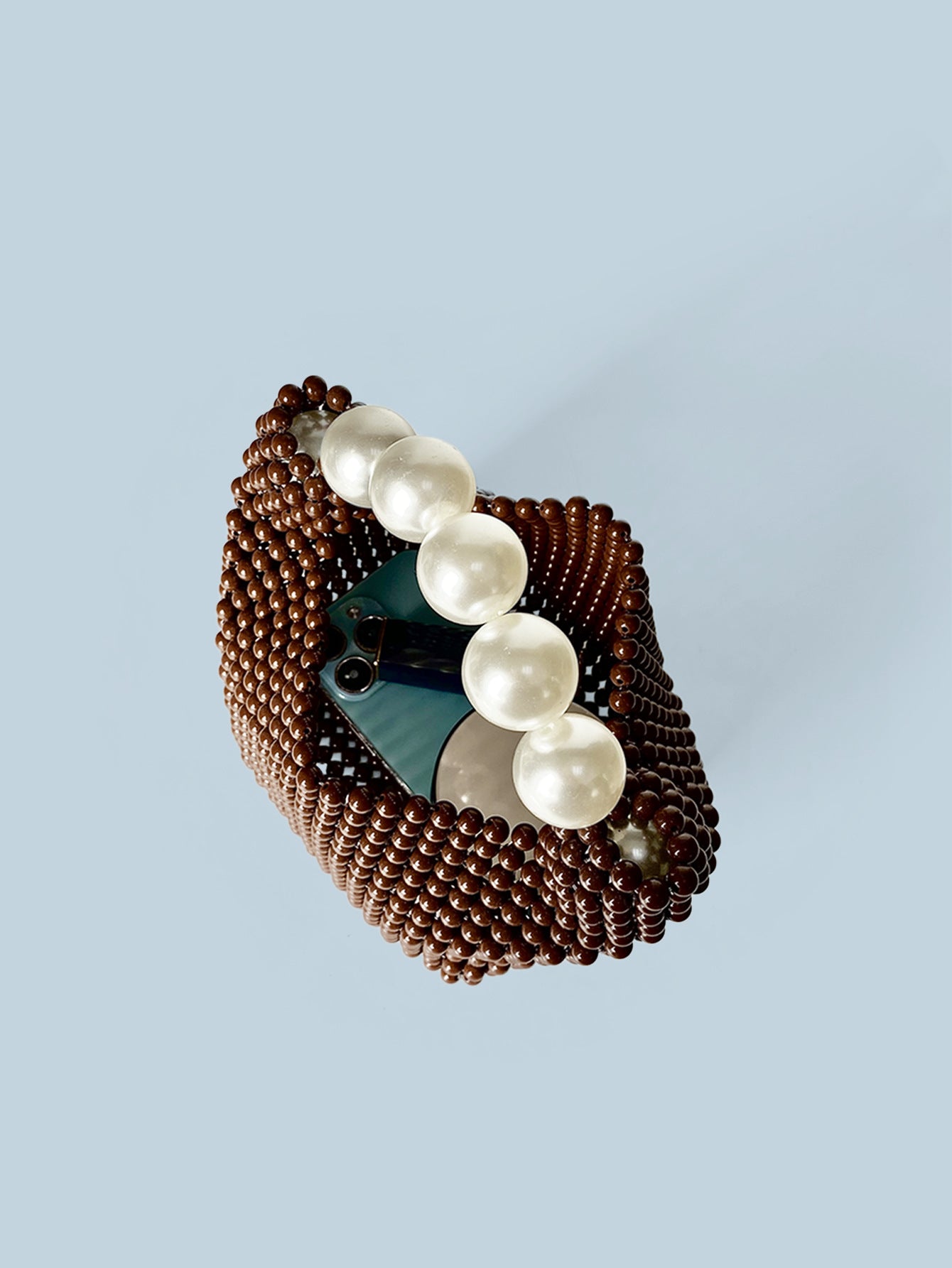 Retro Color Pearl Elegant Hand-woven Beads Boston Women's Handbag