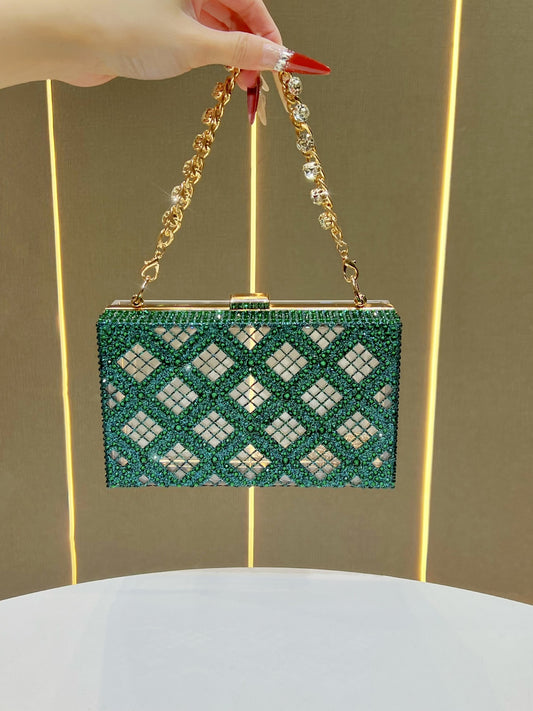 Women's Diamond High-grade Clutch Chain Transparent Dinner Bag