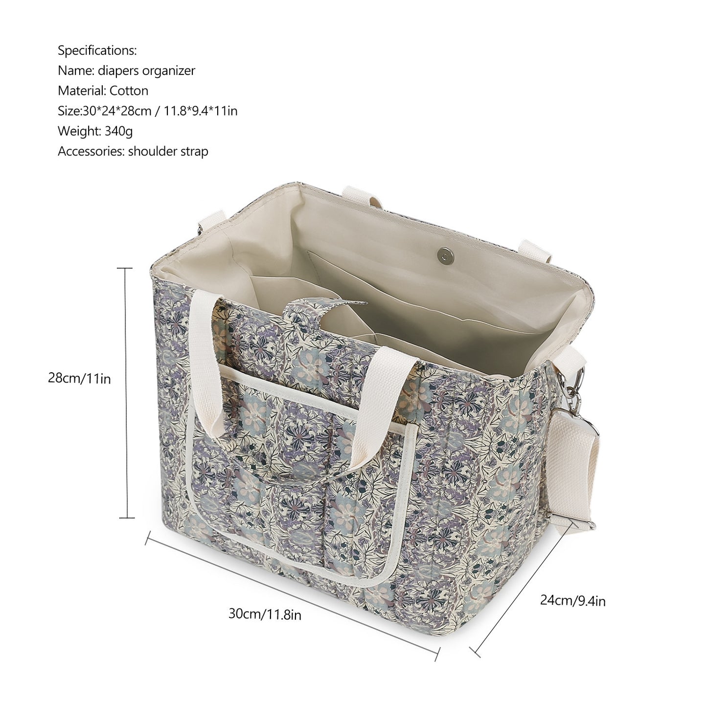 Floral Print Mom Outing Large Capacity Mummy Bag