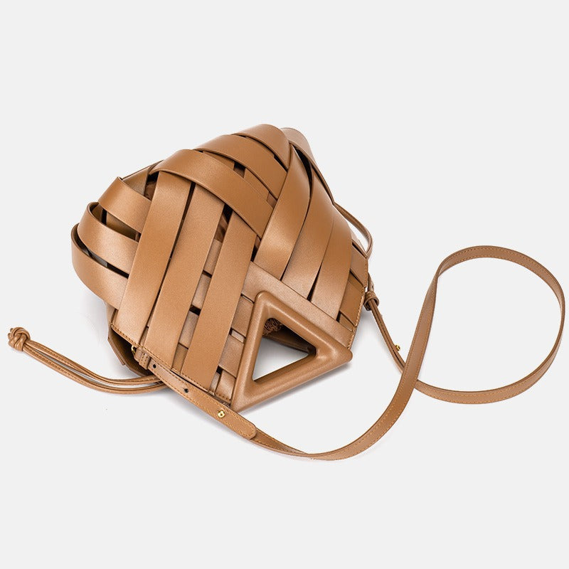 Women's Inverted Triangle Portable Vegetable Basket Hand Drawstring Women's Messenger Bag