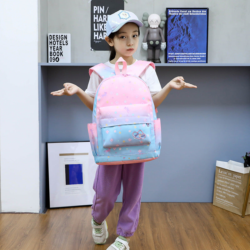 Children's Korean Waterproof Three-piece Gradient Color Princess Primary School Bag