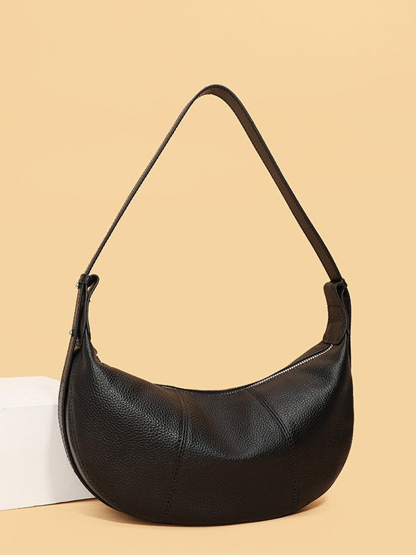 Women's Layer Cowhide Dumpling Genuine Croissant Selenodont Niche High Sense One Women's Leather Bag
