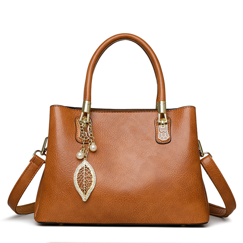 Women's Luxury Fashion Oily Leather Solid Color Women's Handbag