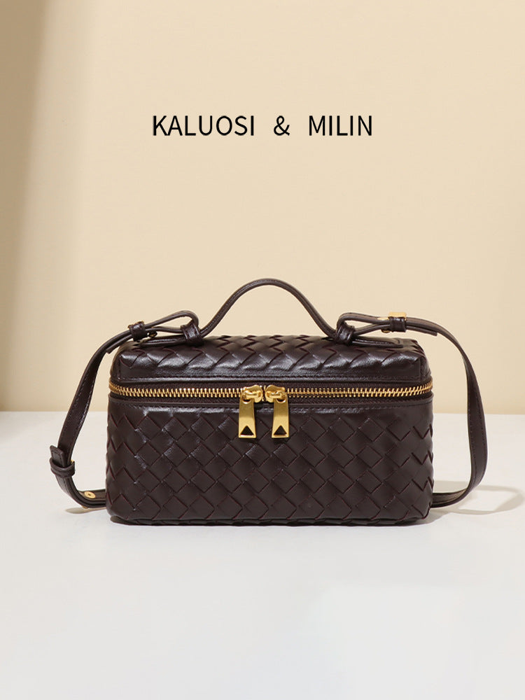 Innovative Hand-woven Fashion Box Portable Lunch Women's Messenger Bag