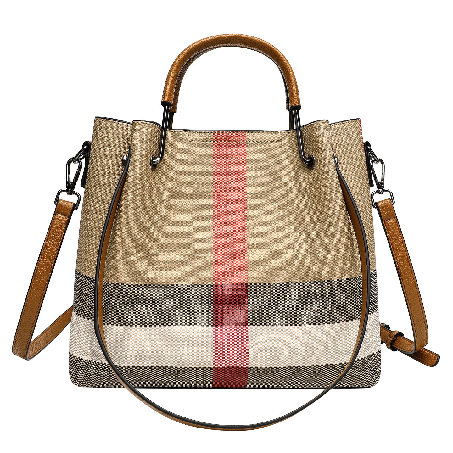 Women's High-grade Color Matching Large Capacity Totes Plaid Women's Shoulder Bag