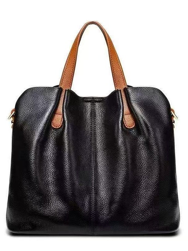 Women's Large Capacity Commuter Contrast Color Soft Leather Versatile Women's Shoulder Bag
