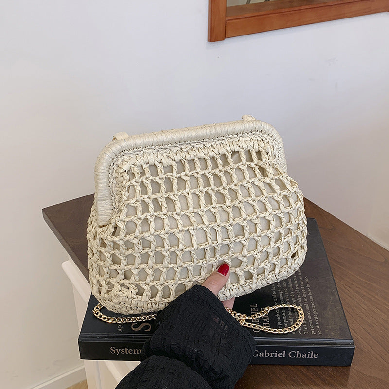 Women's Design Straw Fashion Woven Clip Holiday Bags
