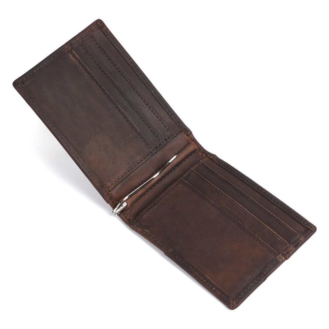 Men's Retro Leather Short Multi Slots American Gold Men's Wallet