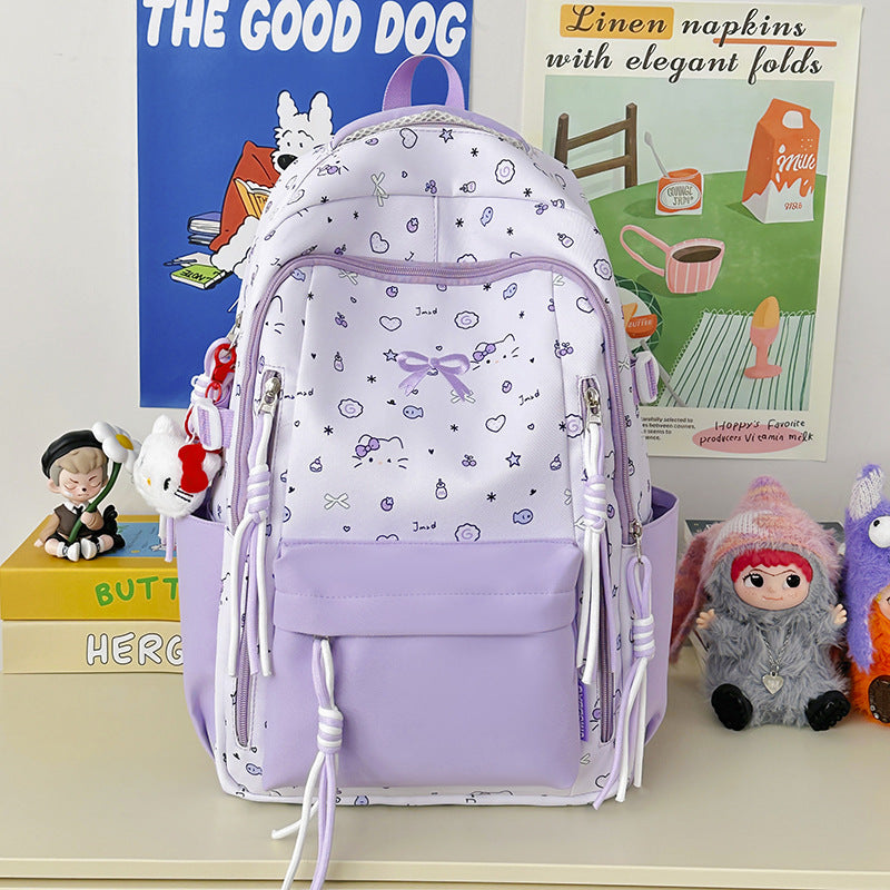 Cute Wild Korean Style Large Capacity Good-looking Bow Leisure Backpack