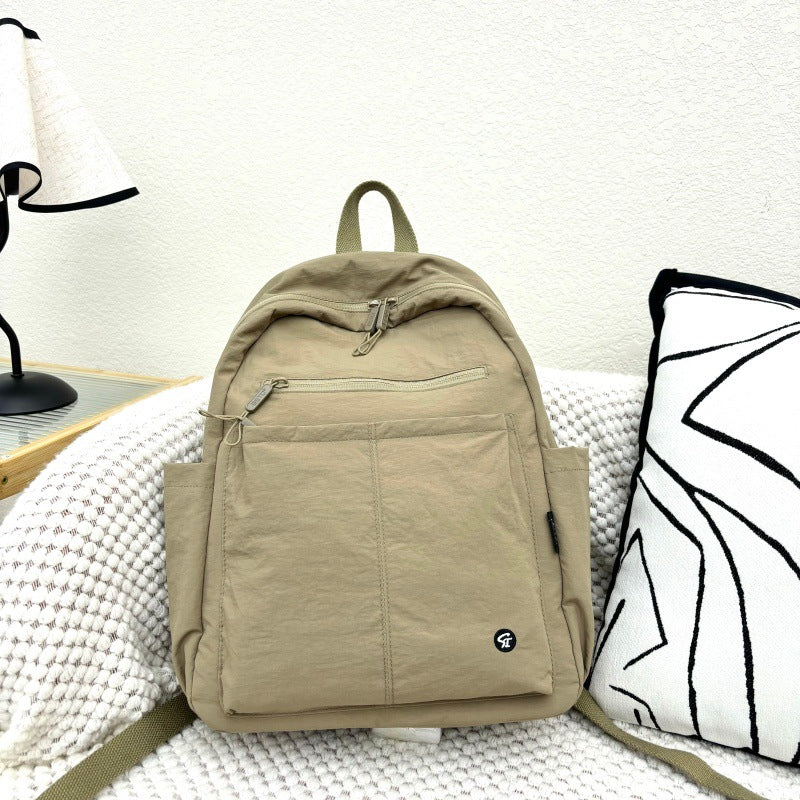 Nylon Cloth Trendy Large Capacity Contrast Leisure Backpack